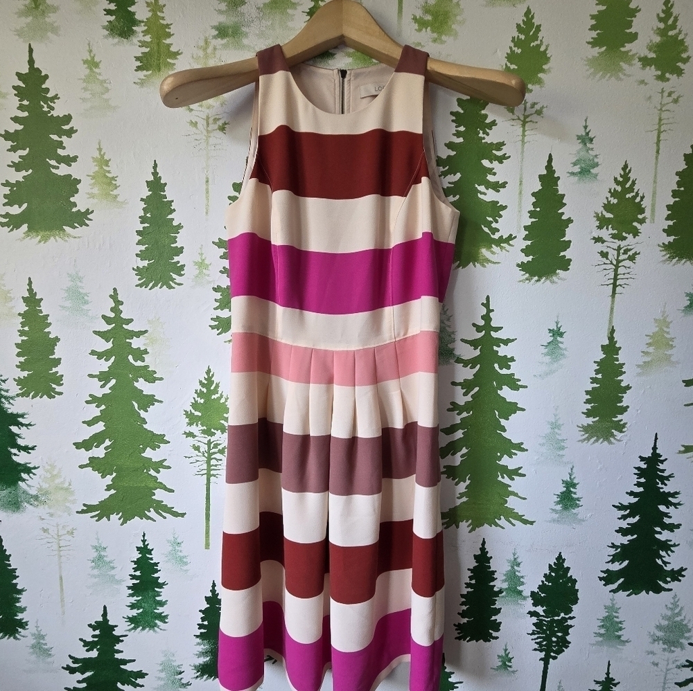 Striped Sleeveless Dress in Pink and Brown